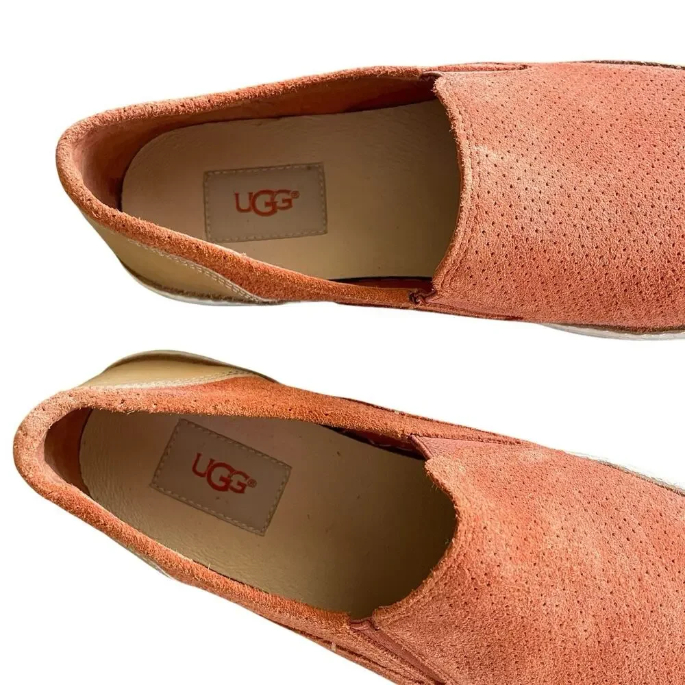 UGG Adley Women's Size US 10/41 Orange Suede Perforated Leather Slip-On Loafers